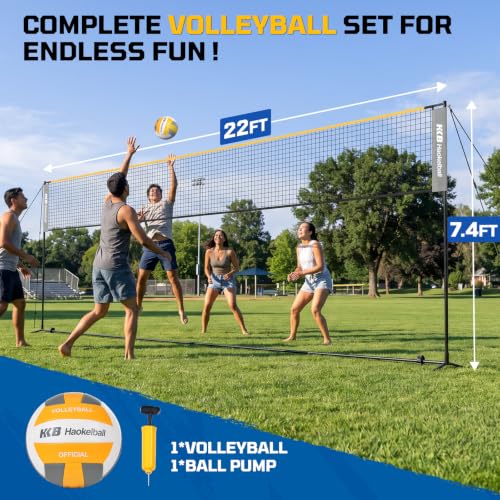 Yellow 22FT Multi-Sport Adjustable Net for Volleyball Badminton & Pickleball