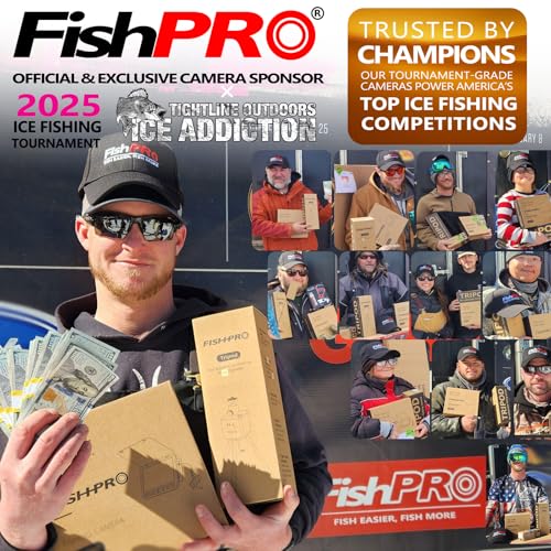 FishPRO HD 1080P Underwater Fishing Camera 7'' IPS Screen - Black, 10,000mAh Battery