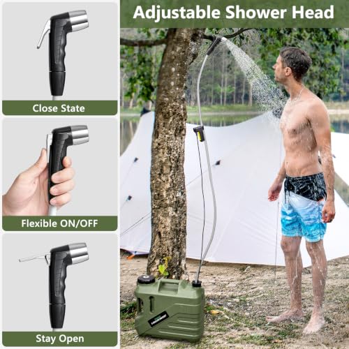 Portable Camping Shower with 5-Gallon Water Jug and Dual Batteries