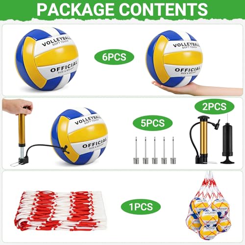 Soft Waterproof Volleyball Size 5 - Yellow-Blue-White, Includes Pump & Net Bag