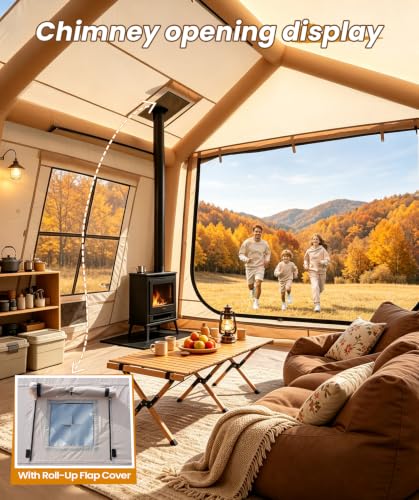 Inflatable Tent with Awning 116 sq ft - Easy Setup All-Weather Camping Shelter