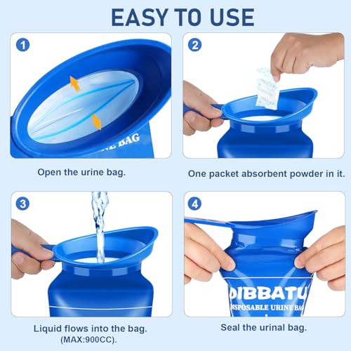 Disposable Urine Bag with Handle for Women and Men - 12 Pack, Blue