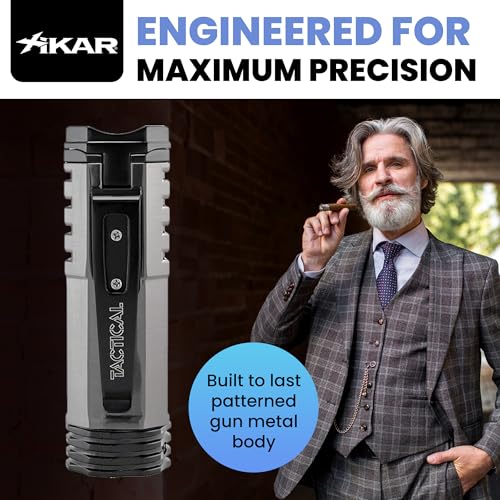 XIKAR Tactical Single-Jet Lighter Gunmetal & Black - Rugged Outdoor Flame