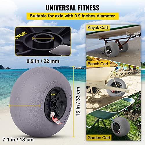 VEVOR 12-Inch Beach Balloon Wheels for Cart Transport - Inflatable Sand Wheels