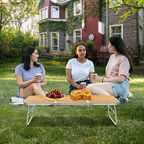 Mini Foldable Camping Table 3ft with Aluminum Surface, Yellow - Portable Outdoor Picnic & Beach Table