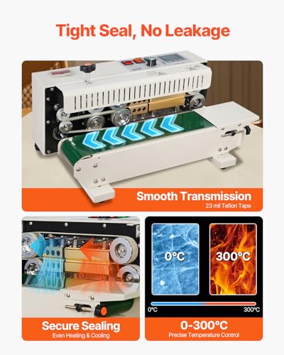 Continuous Bag Sealer Machine with Printing Function - 20 Count