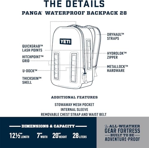 YETI Panga 28 Waterproof Backpack with Hydrolok Zipper, Olive/King Crab Orange