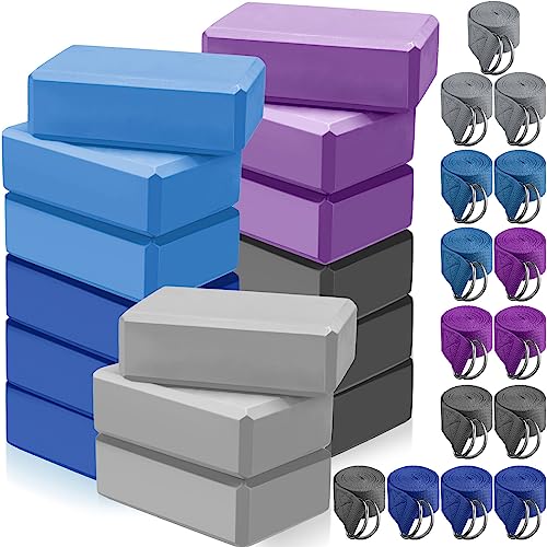 Multicolor Wettarn 15-Piece Yoga Blocks & Straps Set for Stretching & Flexibility