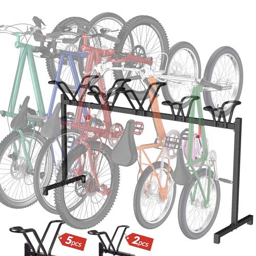 5-Bike Floor Stand Bike Rack - Adjustable Garage Bicycle Storage Organizer