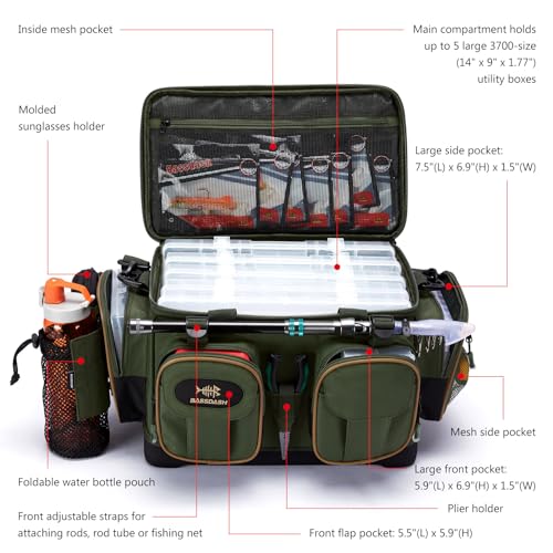 BASSDASH Fishing Tackle Shoulder Bag Army Green Water-Resistant Gear Storage Pack