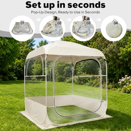 All-Weather Pop Up Sports Tent with Clear Windows - Waterproof Instant Setup Shelter for Outdoor Events