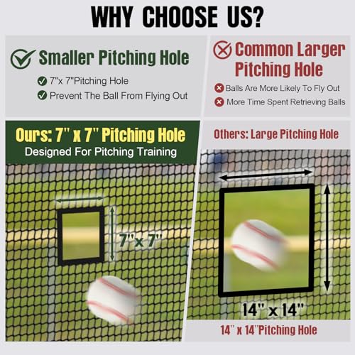 24ft Baseball Batting Cage with Net, Door & Pitching Hole for Practice