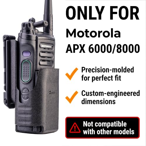 Zeadio Tactical Radio Holster for Motorola APX 6000/8000 – Hard Shell MOLLE Pouch with Elastic Retention