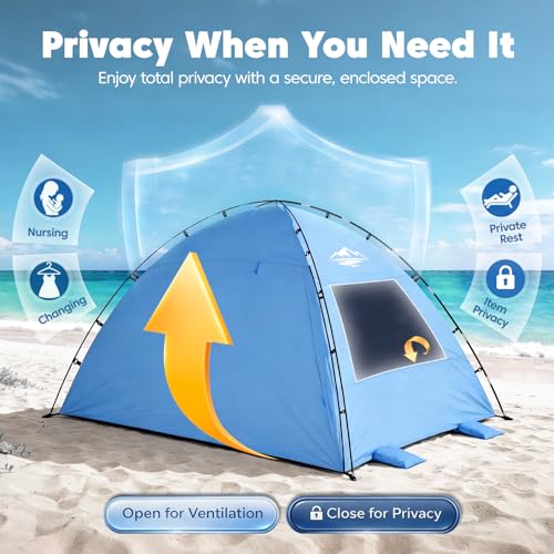 Purebox Sky Blue Beach Tent Sun Shelter with Canopy UPF50+ for 3-5 People