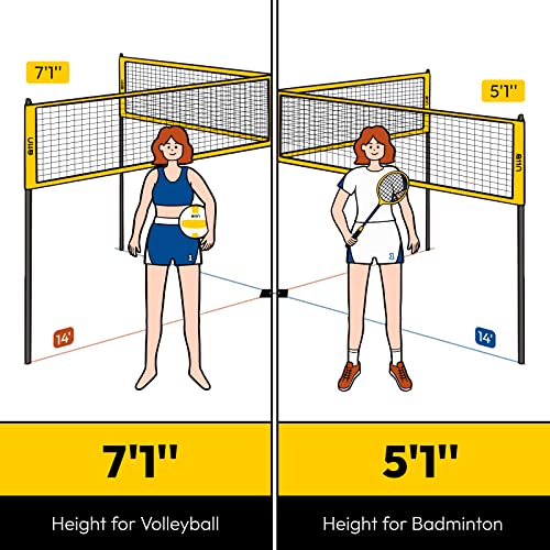 4-Way Volleyball and Badminton Net Set with Accessories for Backyard & Beach