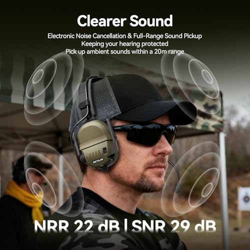 Retevis Noise-Canceling Tactical Headset with Hearing Protection, Wireless Compatibility