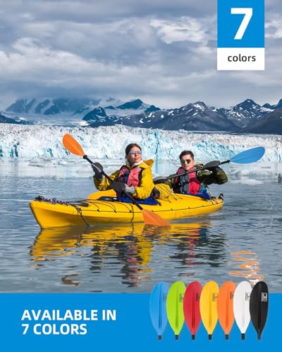 OceanBroad Carbon Fiber Kayak Paddle 86in Blue for Adults with Leash