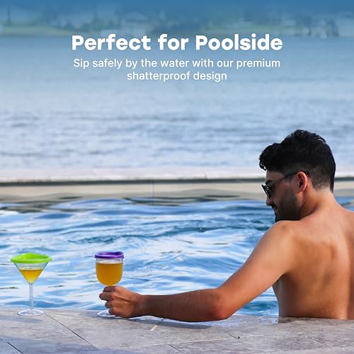 Reusable Wine Glasses with Lids - 13 oz BPA-Free Plastic Drinkware, 4 Pack for Outdoor & Travel