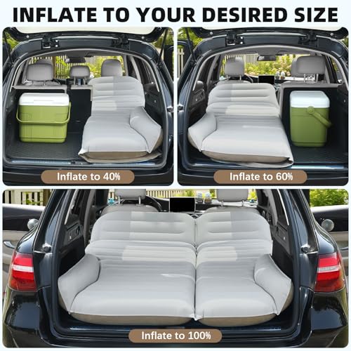 KMZ SUV Air Mattress Double Sided Flocking Camping Bed with Pump - Off-white & Coffee