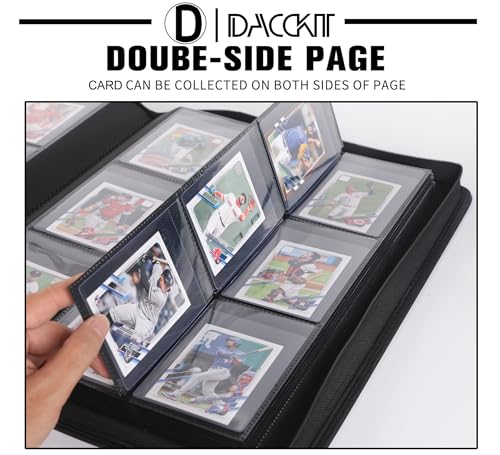 D DACCKIT Semi Rigid Card Binder for Trading & Sports Cards - Holds 540 Sleeved Cards, Black