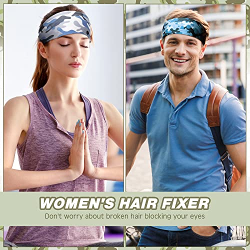 Camouflage Sports Sweatbands 18 Pack Unisex Headbands for Running Fitness Yoga