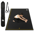 Fit Active Sports Oversized 6’ x 4’ Extra Large Workout Mat with Carry Bag & Straps — Heavy-Duty, Non-Slip Exercise & Equipment Large Mat for Home Gyms, Lifting & Training, Roll-Up | Black