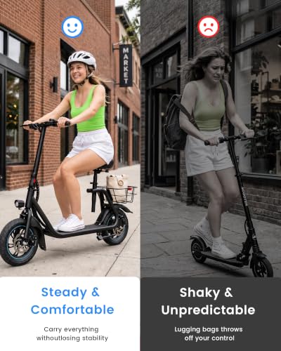 Gyroor Electric Scooter with Seat for Adults 450W Motor - Classic Black