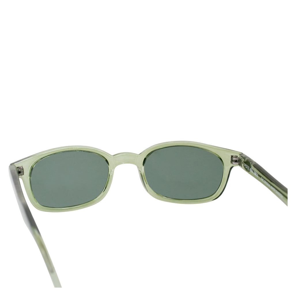 X-KD's Sunglasses 11269 20 Percent Larger than Original KD's ANSI Z80.3 Clear Green Frames w/Polarized Green Lenses
