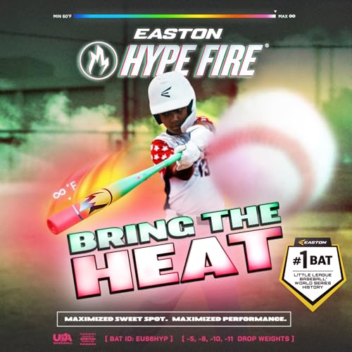 Easton Hype Fire USA Baseball Bat 2026 29in -10, Green/Yellow/Pink, Composite 2pc