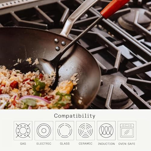 13-Inch Seasoned Carbon Steel Wok - Professional Swedish Cookware for High-Heat Cooking