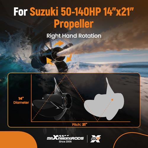Boat Propeller for Suzuki 50-140HP Outboard Engines - 14 x 21 Right Hand