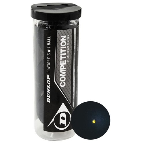 DUNLOP Competition Squash Balls, Yellow Dot (3 Ball Tube)