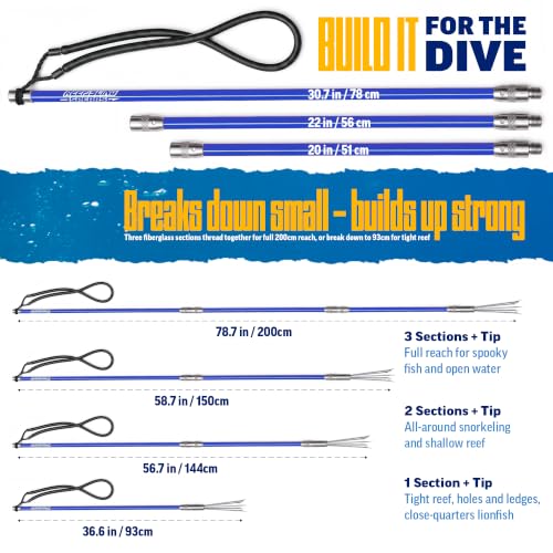Reef Sling Spear Pole - 6ft Hawaiian Sling Fishing Spear with Blue Variation