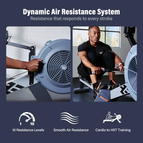 Major Fitness R1 Indoor Rowing Machine - 10-Resistance Levels, Foldable, Quiet Aluminum Rail, 330LB Capacity