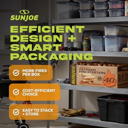 Sun Joe 40 lb Fatwood Fire Starter Sticks - All-Natural Pine for Indoor & Outdoor Fires