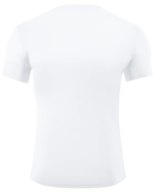 Roadbox Mens Compression Shirt Short Sleeve, V-Neck Gym Running Sports T-Shirt, Cool Dry Athletic Base Layer Undershirts White