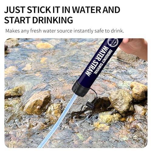 Navy Emergency Water Filter Straw 6-Pack for Hiking Camping Survival
