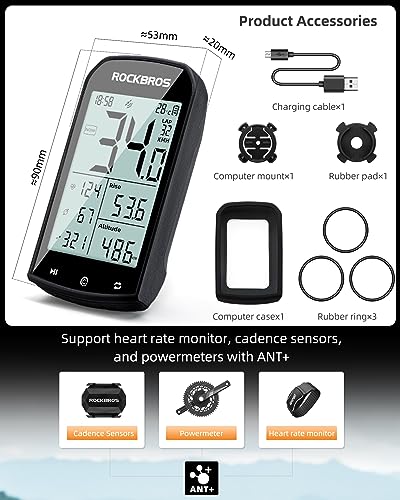 Wireless Bike Computer with Speed Cadence Sensor 2.9" LCD Display - M1+C3+Mount 2024
