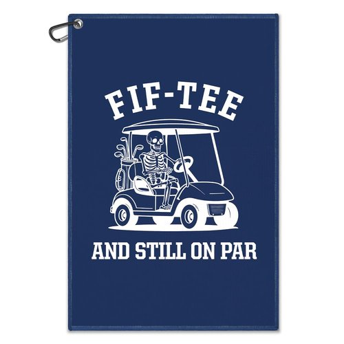 Juoqg Fif-tee and Still On Par Blue Golf Towel, Funny Skeleton Golf Bag Towel with Clip, 50th Birthday Gifts for Golfer Sport Fan, Halloween Golfing Gifts for Grandpa Dad, Golfing Accessories for Men