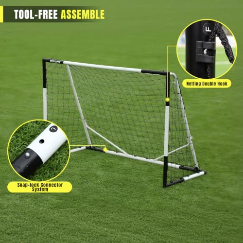 Sportappy Heavy-Duty Metal Soccer Goal Post 3x2.5 to 12x6.5 ft with Weatherproof Net