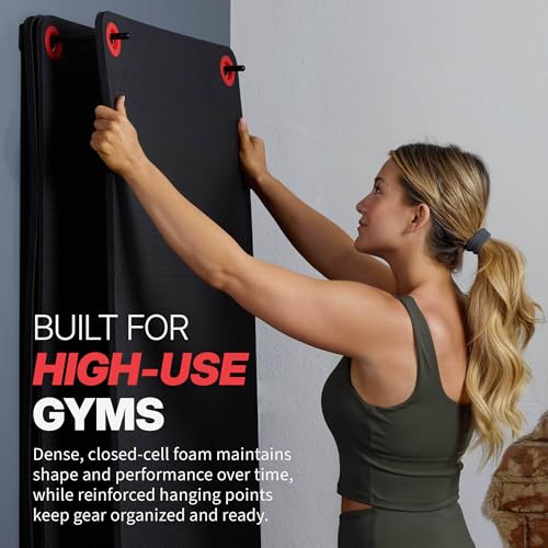 SPRI 71-Inch Black Hanging Exercise Mat for Gyms & Fitness Studios, Thick Foam Workout Mat with Grommets