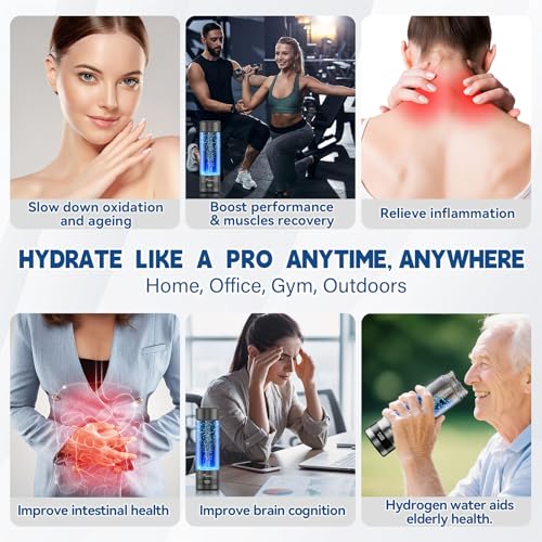 Fruaros Gold Hydrogen Water Bottle Generator – Portable Hydrogen-Rich Water, Up to 6000 PPB, Certified Safe & Reusable