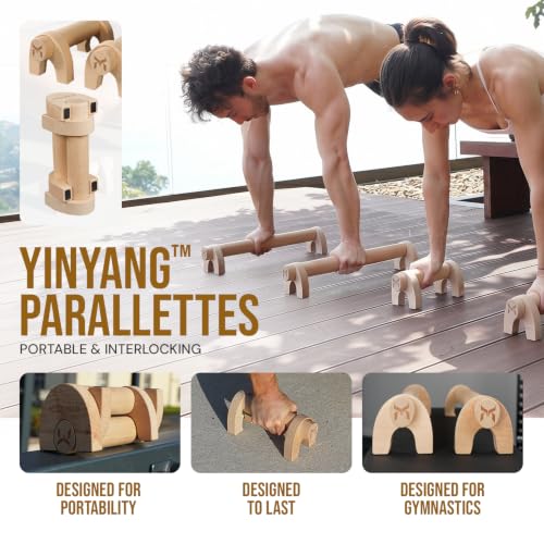 Kensui YinYang Magnetic Wooden Push Up Bars PRO XL - Calisthenics Handles