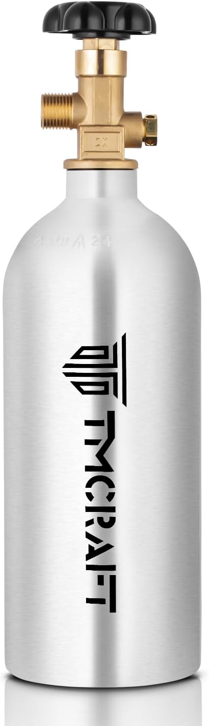 TMCRAFT 2.5lb CO2 Tank - High Strength Aluminum Alloy Cylinder with CGA-320 Valve | DOT Approved for Kegerator & Draft Beer Dispensing