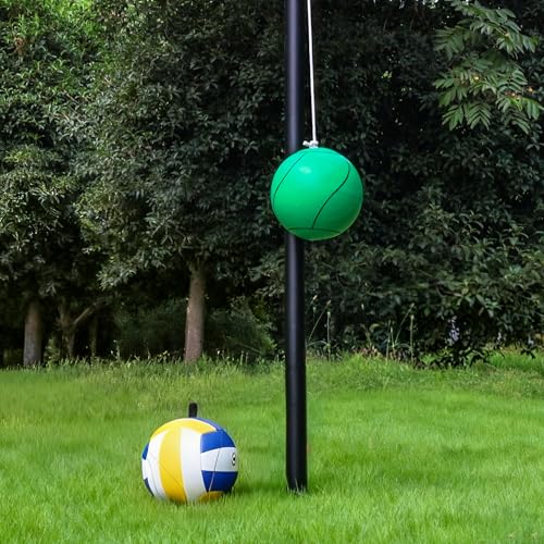 12 FT Tetherball Set with Adjustable Spiral Pole, Balls, Rope & Pump