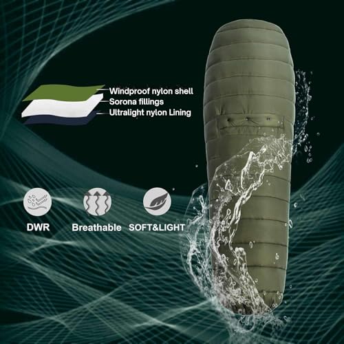 Onewind Deluxe Od Green 35°F-50°F Camping Top Quilt with Footbox, Lightweight & Portable