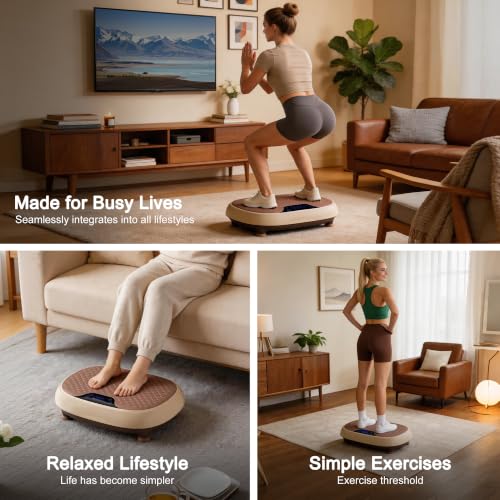 LEERCON Beige Vibration Plate Exercise Machine for Lymphatic Drainage, 330lbs Capacity