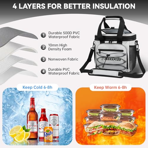 Light Grey Golf Cart Cooler Bag with Magnetic Lid, 12-Can Insulated Soft Cooler & 3 Ice Packs