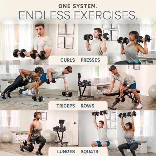 Lifepro Adjustable Dumbbells Black & Blue — Space-Saving Home Gym Weights