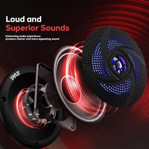 Marine Waterproof 6.5-Inch Wakeboard Tower Speakers with LED Lights - 240W Stereo System, Black